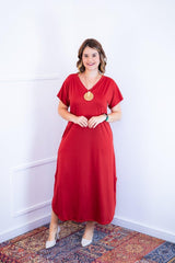 Vestido Antonella – Decote V com Fendas Laterais em Malha Confort - Naguirre Shop