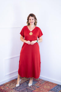 Vestido Antonella – Decote V com Fendas Laterais em Malha Confort - Naguirre Shop
