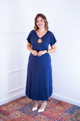 Vestido Antonella – Decote V com Fendas Laterais em Malha Confort - Naguirre Shop