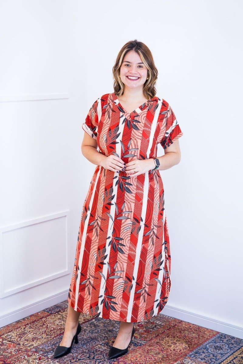 Vestido Antonella – Decote V com Fendas Laterais em Malha Confort - Naguirre Shop