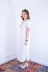 Vestido Antonella – Decote V com Fendas Laterais em Malha Confort - Naguirre Shop