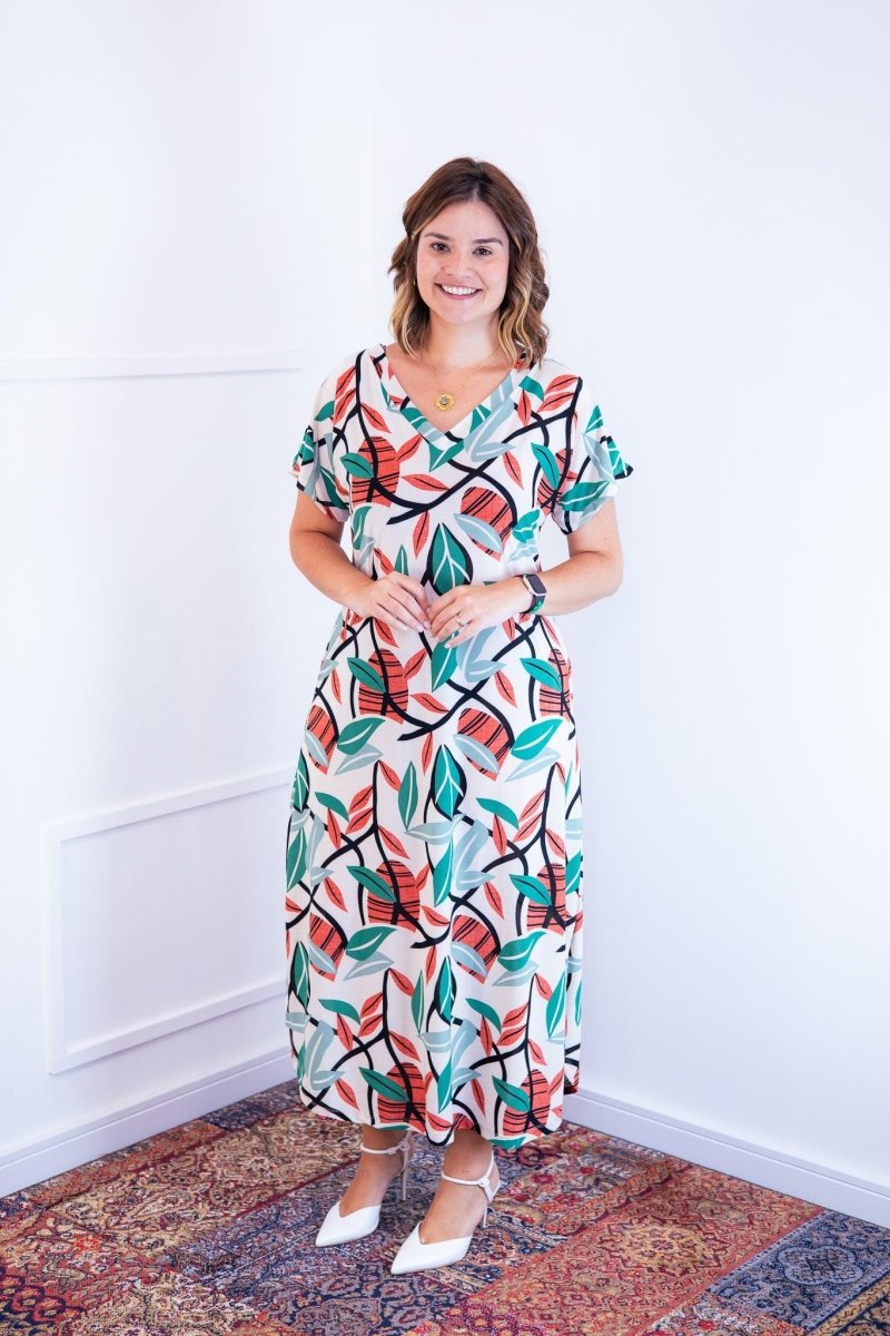 Vestido Antonella – Decote V com Fendas Laterais em Malha Confort - Naguirre Shop
