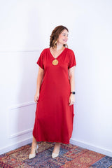 Vestido Antonella – Decote V com Fendas Laterais em Malha Confort - Naguirre Shop