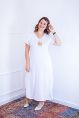 Vestido Antonella – Decote V com Fendas Laterais em Malha Confort - Naguirre Shop