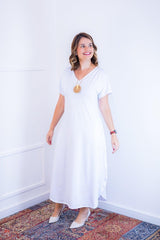 Vestido Antonella – Decote V com Fendas Laterais em Malha Confort - Naguirre Shop