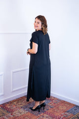 Vestido Antonella – Decote V com Fendas Laterais em Malha Confort - Naguirre Shop