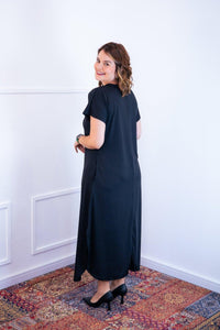 Vestido Antonella – Decote V com Fendas Laterais em Malha Confort - Naguirre Shop