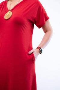 Vestido Antonella – Decote V com Fendas Laterais em Malha Confort - Naguirre Shop