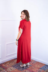 Vestido Antonella – Decote V com Fendas Laterais em Malha Confort - Naguirre Shop