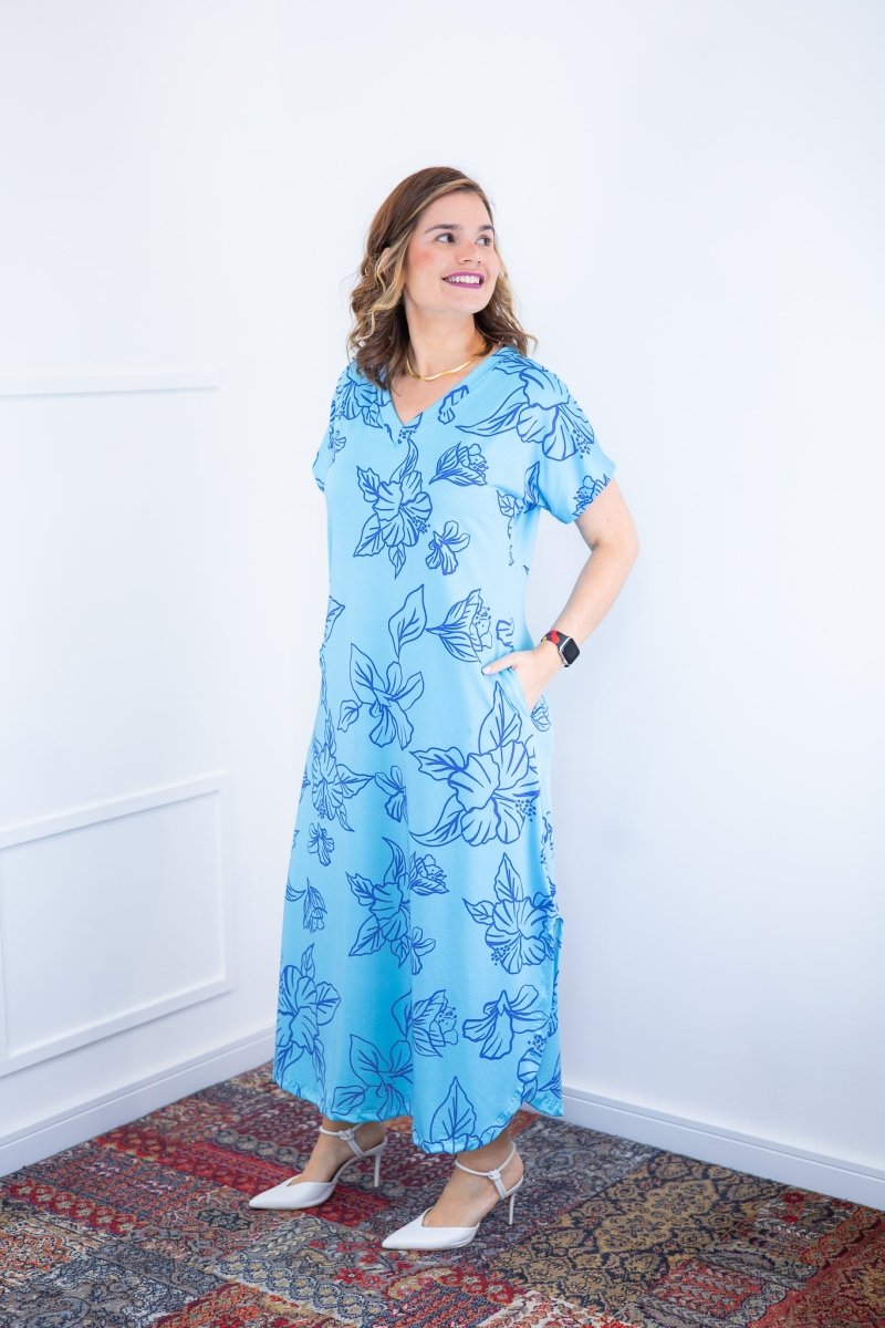 Vestido Antonella – Decote V com Fendas Laterais em Malha Confort Deluxe - Naguirre Shop