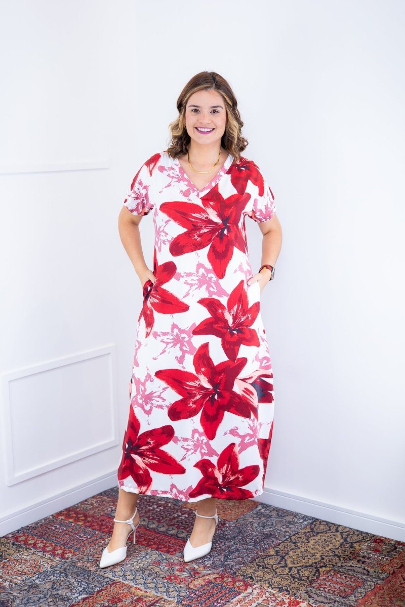 Vestido Antonella – Decote V com Fendas Laterais em Malha Confort Deluxe - Naguirre Shop