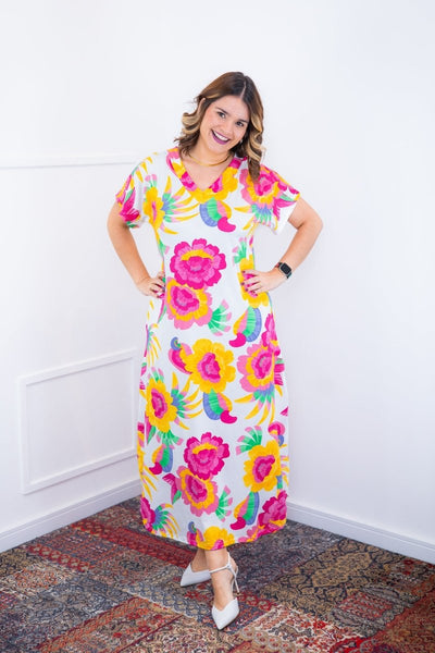 Vestido Antonella – Decote V com Fendas Laterais em Malha Confort Deluxe - Naguirre Shop