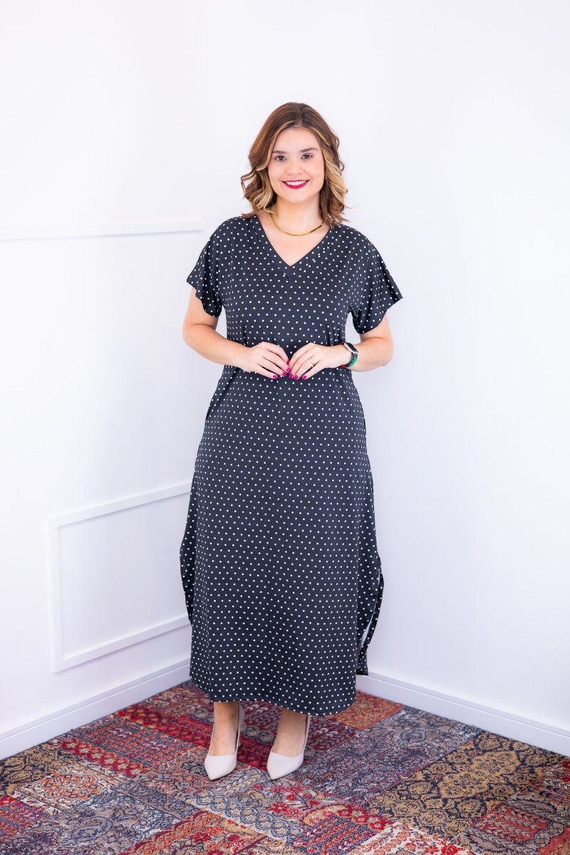 Vestido Antonella – Decote V com Fendas Laterais em Malha Confort Deluxe - Naguirre Shop