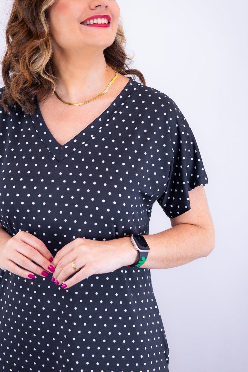 Vestido Antonella – Decote V com Fendas Laterais em Malha Confort Deluxe - Naguirre Shop