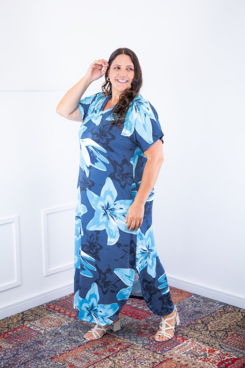 Vestido Antonella – Decote V com Fendas Laterais em Malha Confort Deluxe - Naguirre Shop