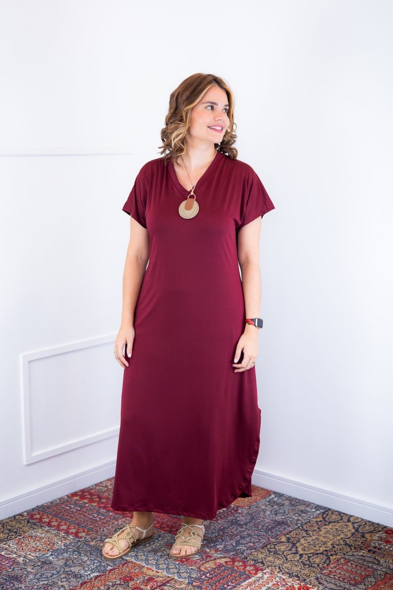 Vestido Antonella – Decote V com Fendas Laterais em Malha Confort Deluxe - Naguirre Shop