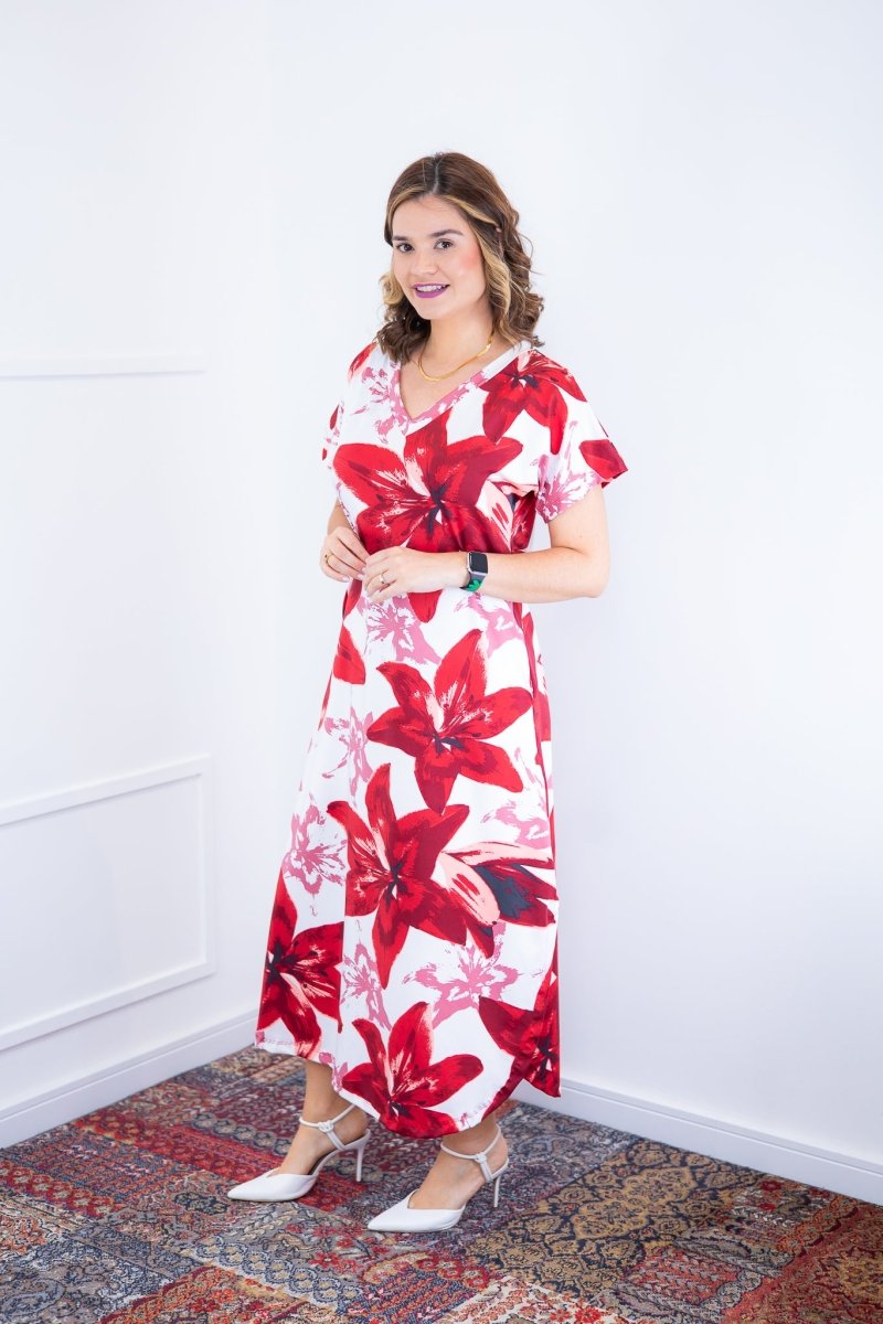 Vestido Antonella – Decote V com Fendas Laterais em Malha Confort Deluxe - Naguirre Shop