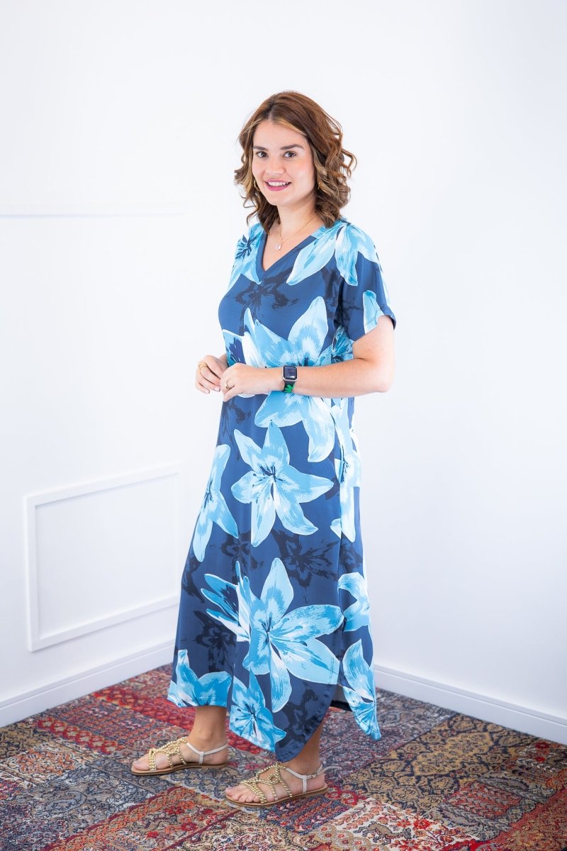 Vestido Antonella – Decote V com Fendas Laterais em Malha Confort Deluxe - Naguirre Shop