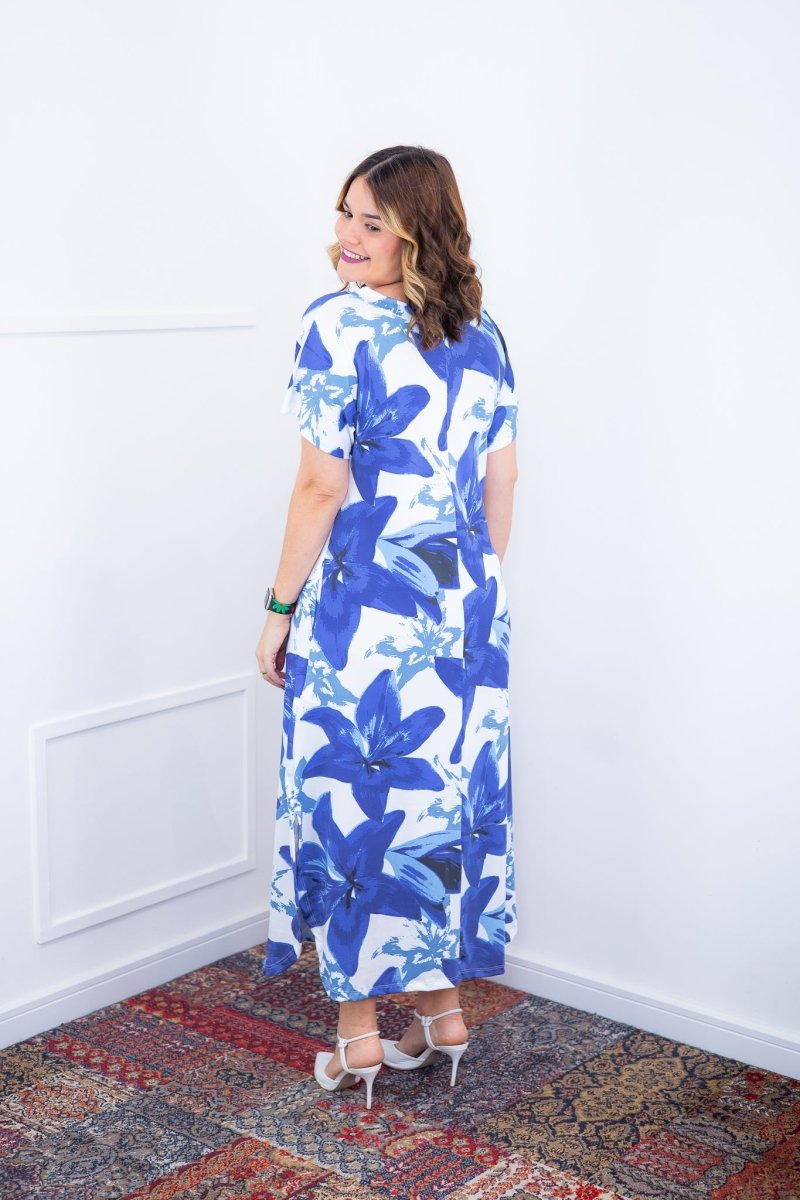 Vestido Antonella – Decote V com Fendas Laterais em Malha Confort Deluxe - Naguirre Shop