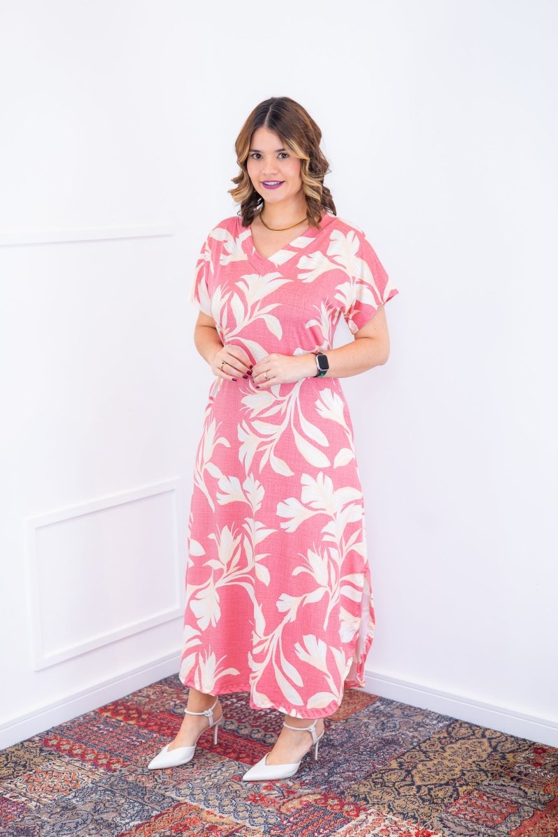 Vestido Antonella – Decote V com Fendas Laterais em Malha Confort Deluxe - Naguirre Shop