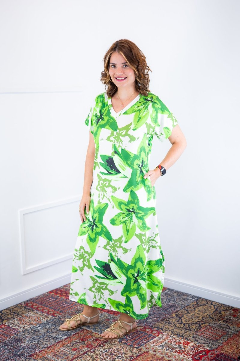 Vestido Antonella – Decote V com Fendas Laterais em Malha Confort Deluxe - Naguirre Shop