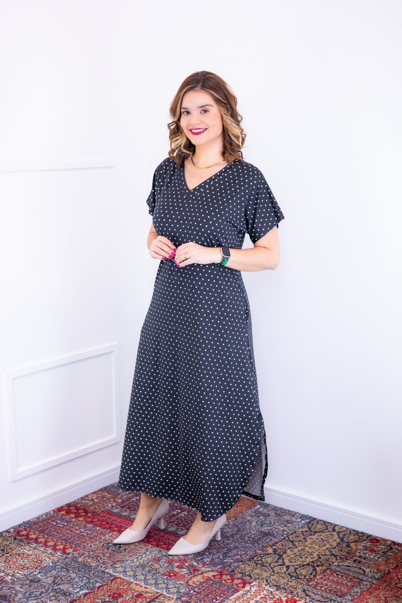 Vestido Antonella – Decote V com Fendas Laterais em Malha Confort Deluxe - Naguirre Shop