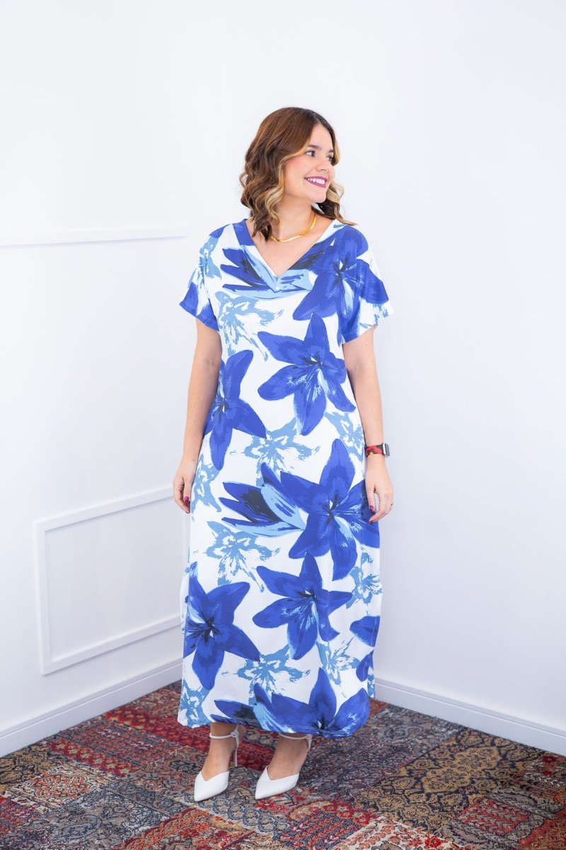 Vestido Antonella – Decote V com Fendas Laterais em Malha Confort Deluxe - Naguirre Shop
