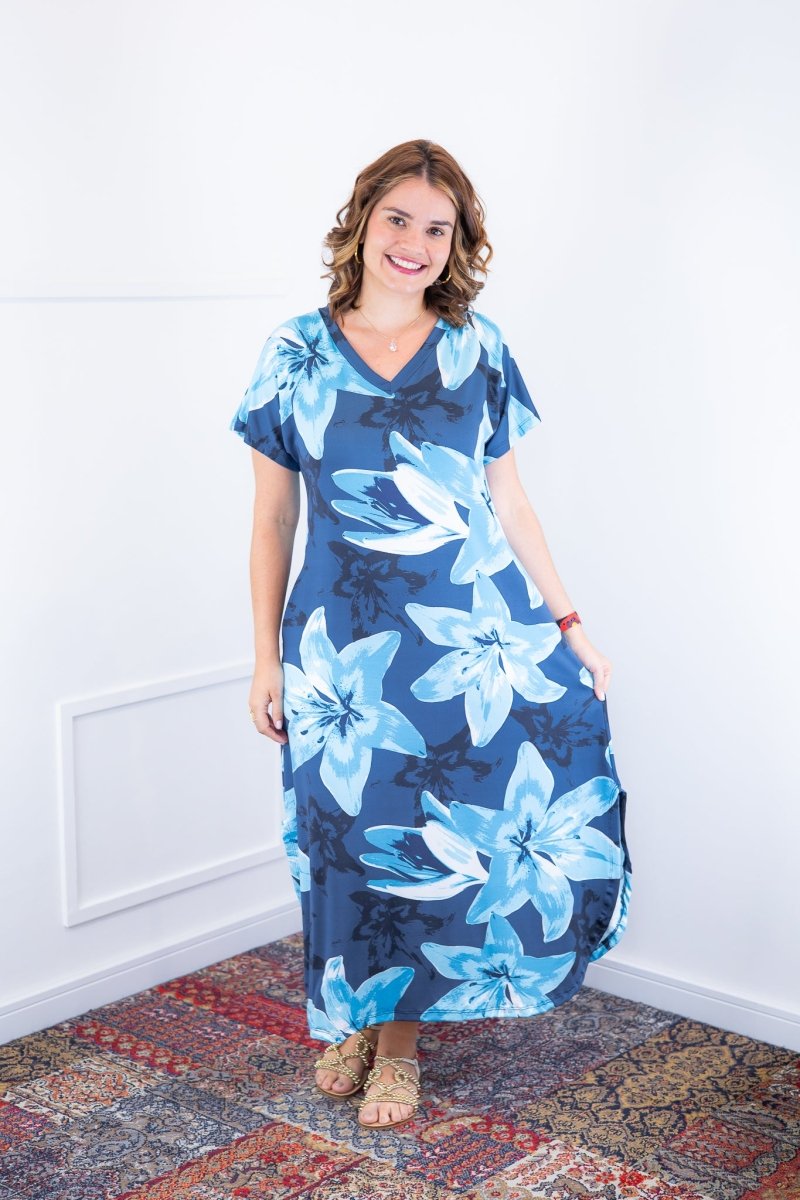 Vestido Antonella – Decote V com Fendas Laterais em Malha Confort Deluxe - Naguirre Shop