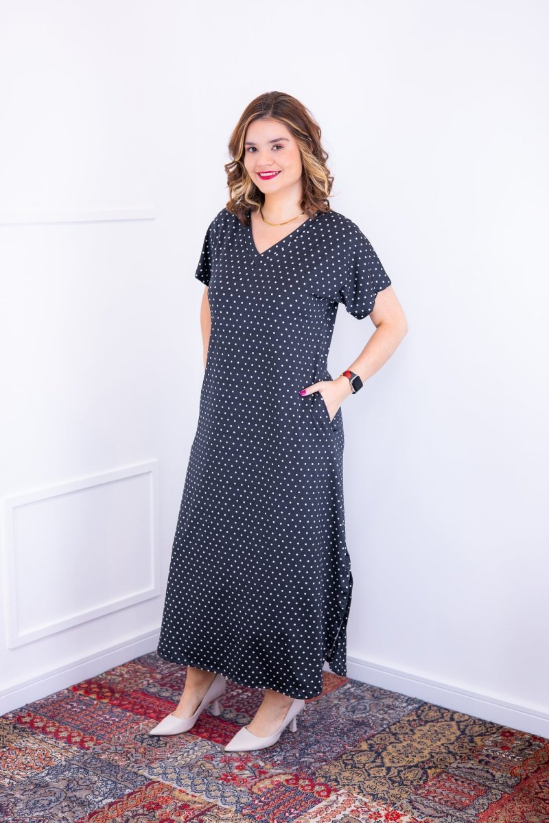 Vestido Antonella – Decote V com Fendas Laterais em Malha Confort Deluxe - Naguirre Shop