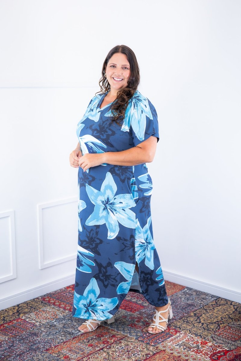 Vestido Antonella – Decote V com Fendas Laterais em Malha Confort Deluxe - Naguirre Shop