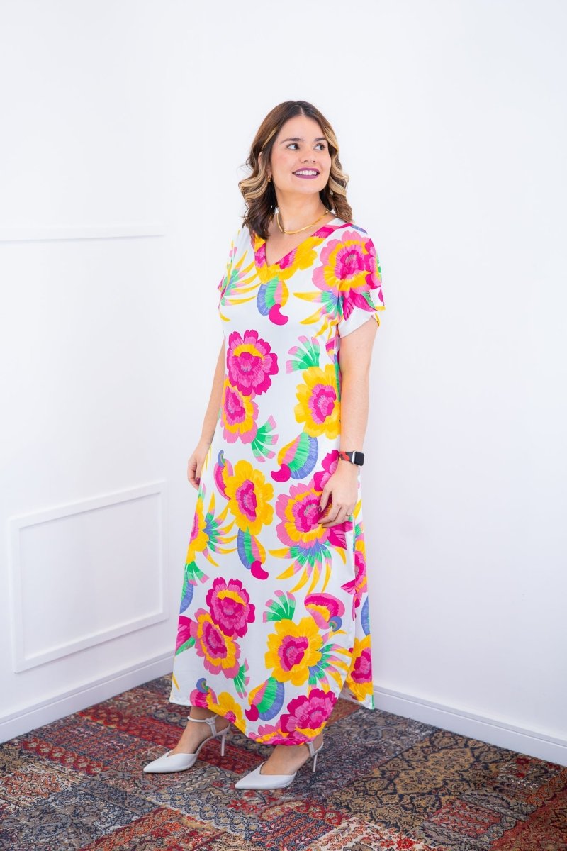 Vestido Antonella – Decote V com Fendas Laterais em Malha Confort Deluxe - Naguirre Shop