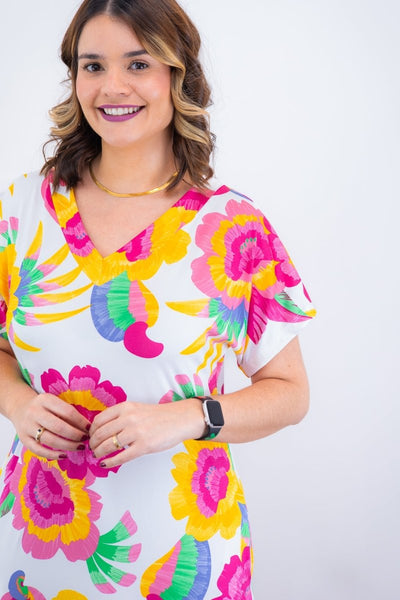 Vestido Antonella – Decote V com Fendas Laterais em Malha Confort Deluxe - Naguirre Shop