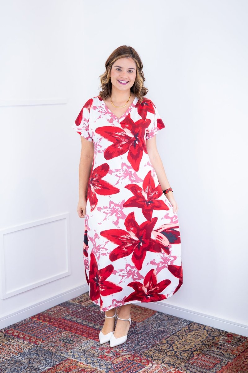 Vestido Antonella – Decote V com Fendas Laterais em Malha Confort Deluxe - Naguirre Shop