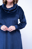 Vestido Beatriz - Midi com Gola Boba e Manga Longa em Plush - Naguirre Shop