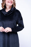 Vestido Beatriz - Midi com Gola Boba e Manga Longa em Plush - Naguirre Shop