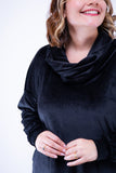 Vestido Beatriz - Midi com Gola Boba e Manga Longa em Plush - Naguirre Shop