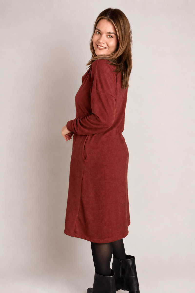 Vestido Bianca – Manga Longa com Gola Boba e Bolsos em Lãzinha Premium - Naguirre Shop