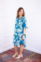 Vestido Bruna - Chemise Midi Gola V em Viscolinho - Naguirre Shop