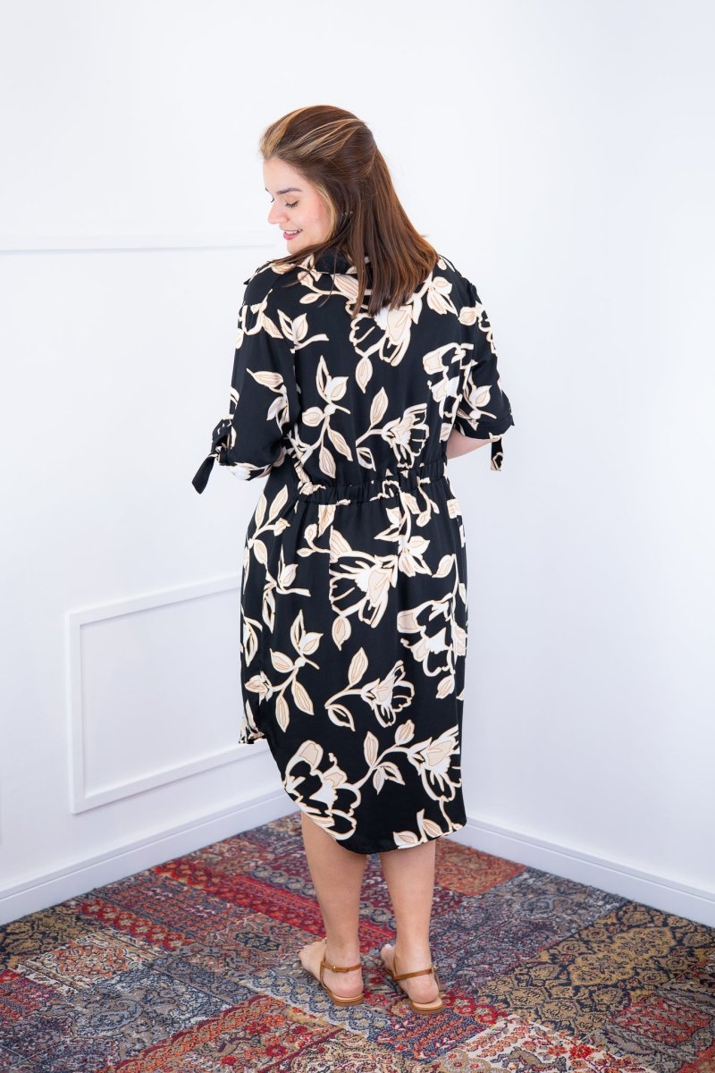 Vestido Bruna - Chemise Midi Gola V em Viscolinho - Naguirre Shop