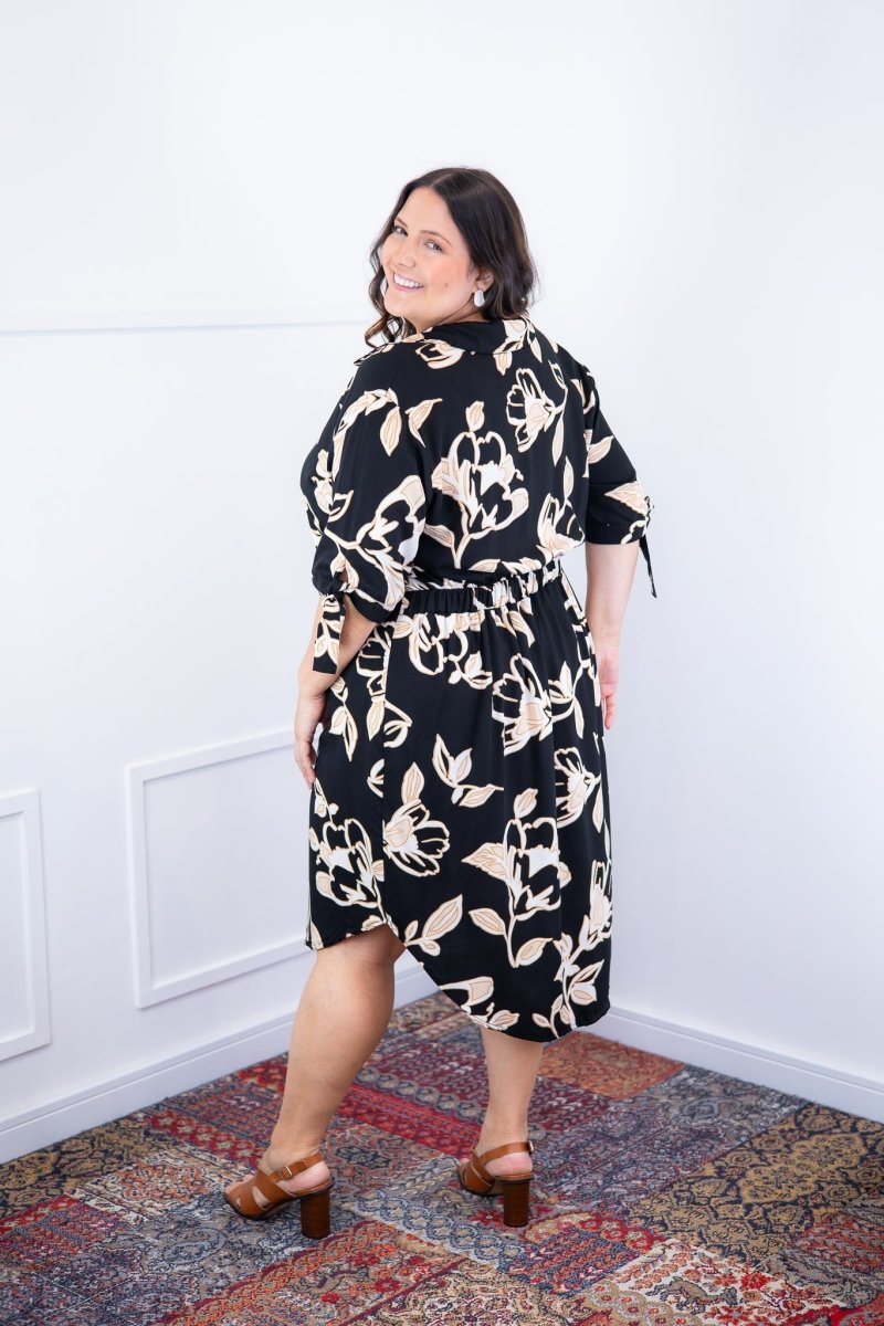 Vestido Bruna - Chemise Midi Gola V em Viscolinho - Naguirre Shop