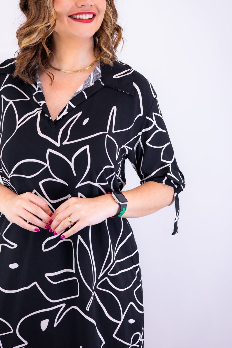 Vestido Bruna - Chemise Midi Gola V em Viscolinho - Naguirre Shop