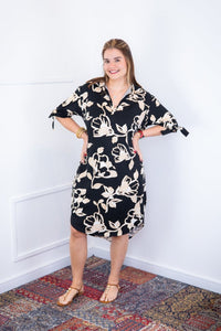 Vestido Bruna - Chemise Midi Gola V em Viscolinho - Naguirre Shop