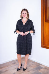 Vestido Bruna - Chemise Midi Gola V em Viscolinho - Naguirre Shop