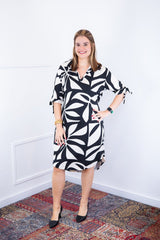 Vestido Bruna - Chemise Midi Gola V em Viscolinho - Naguirre Shop