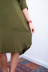 Vestido Bruna - Chemise Midi Gola V em Viscolinho - Naguirre Shop