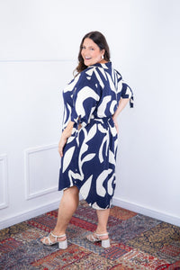 Vestido Bruna - Chemise Midi Gola V em Viscolinho - Naguirre Shop