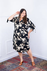 Vestido Bruna - Chemise Midi Gola V em Viscolinho - Naguirre Shop
