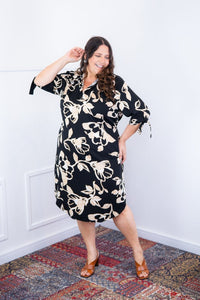 Vestido Bruna - Chemise Midi Gola V em Viscolinho - Naguirre Shop