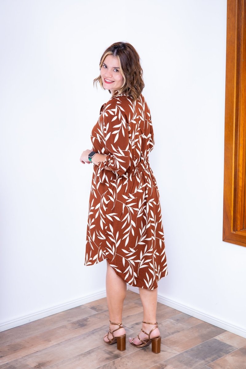 Vestido Bruna - Chemise Midi Gola V em Viscolinho - Naguirre Shop