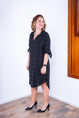 Vestido Bruna - Chemise Midi Gola V em Viscolinho - Naguirre Shop